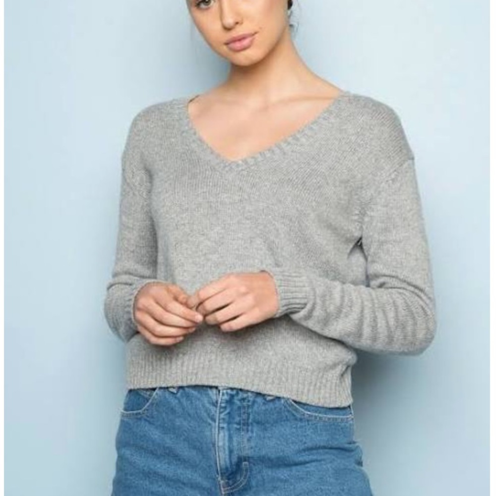 Brandy Melville Grey v neck sweater